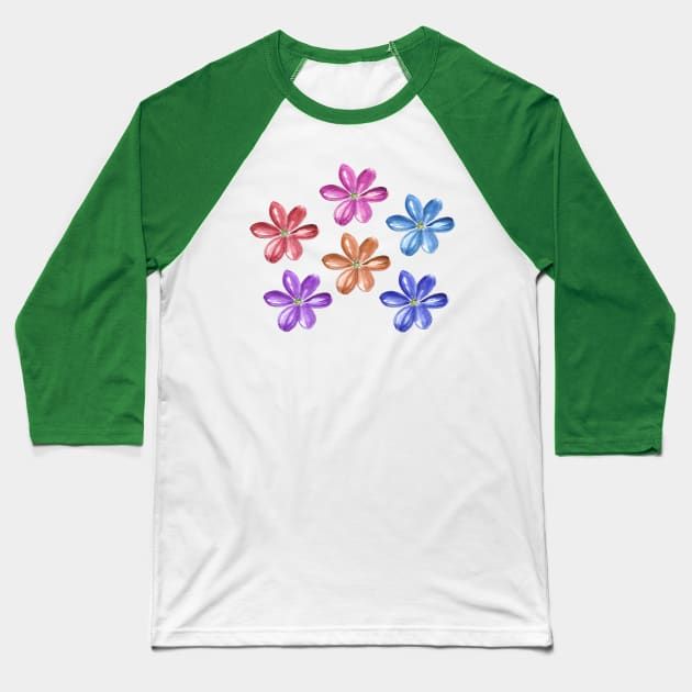 Colorful hepatica flowers Baseball T-Shirt by Ratna Arts